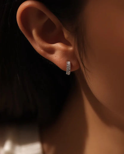 Pave Moissanite Huggie Hoops