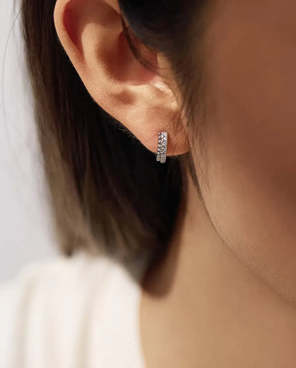 Pave Moissanite Huggie Hoops