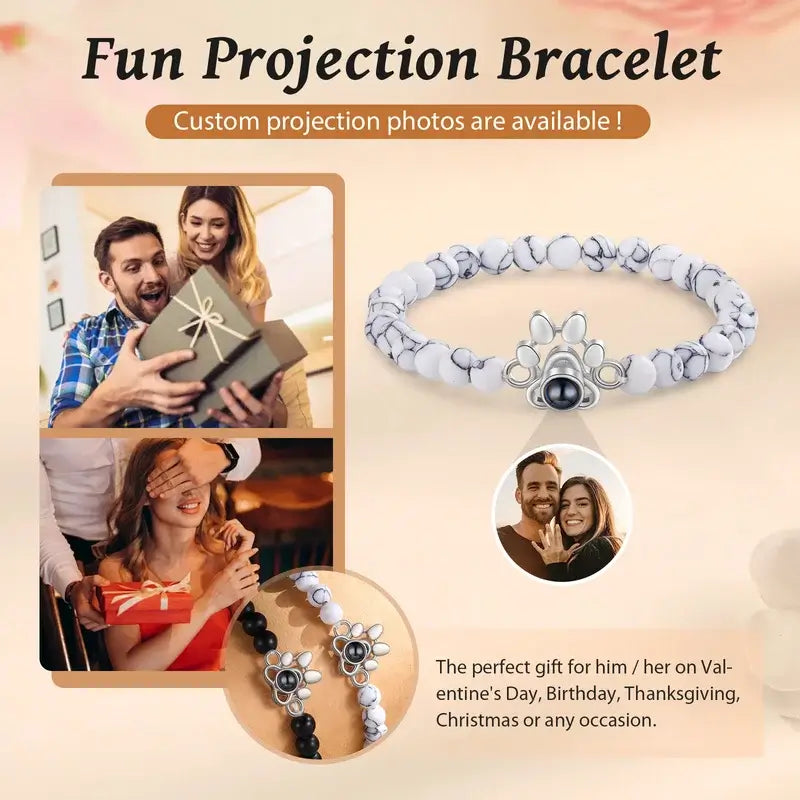 Photo Bracelet | Bracelet with Picture Inside | Photo Projection Bracelet | Beaded Bracelet