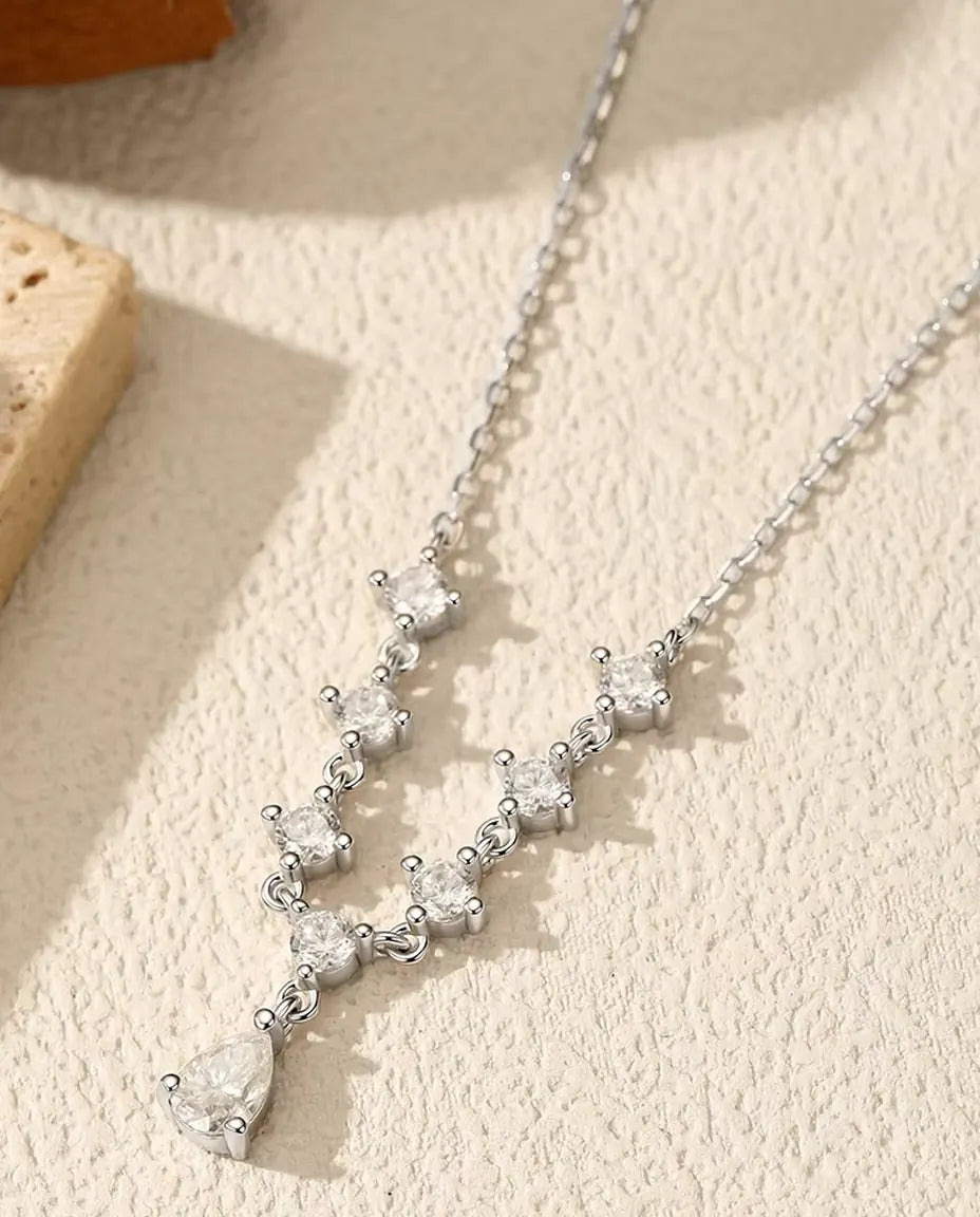 Pear Drop Moissanite Y Necklace