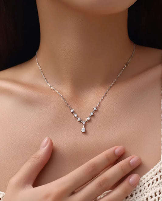 Pear Drop Moissanite Y Necklace