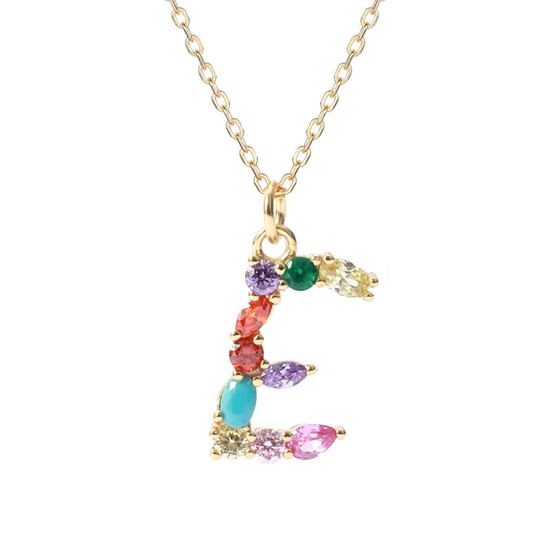 Initial Letter E Necklace – Sterling Silver with Zircon – Charm Pendant Gift for Her, Mom, Girlfriend, Birthday