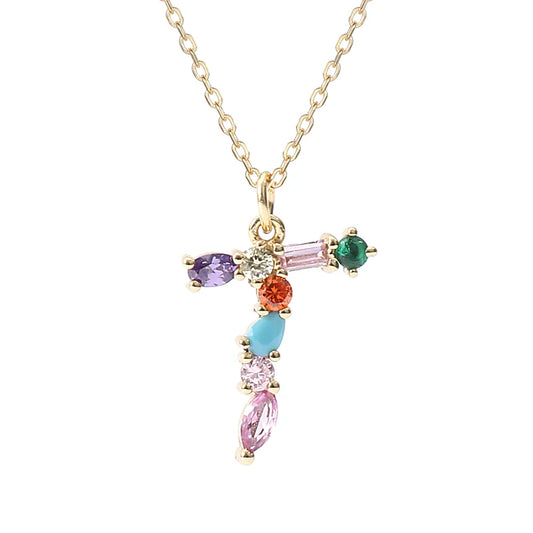 Initial Letter T Necklace – Sterling Silver Charm Pendant for Her, Mom – Birthday, Mother's Day Gift Jewelry