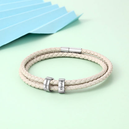 Personalized Leather Charm Bracelet for Women