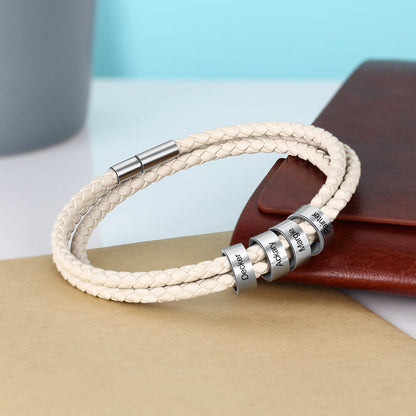 Personalized Leather Charm Bracelet for Women