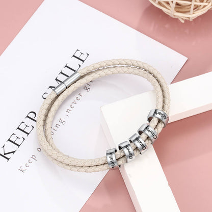 Personalized Leather Charm Bracelet for Women