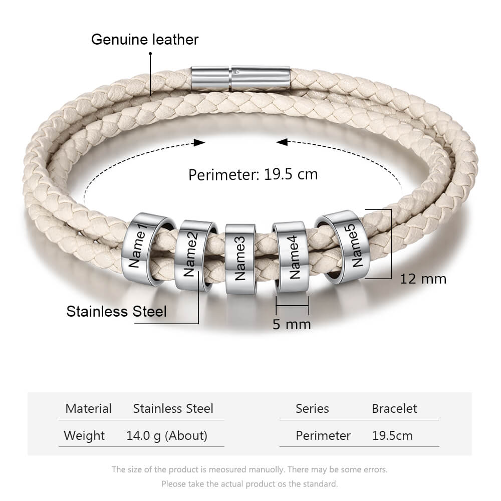 Personalized Leather Charm Bracelet for Women