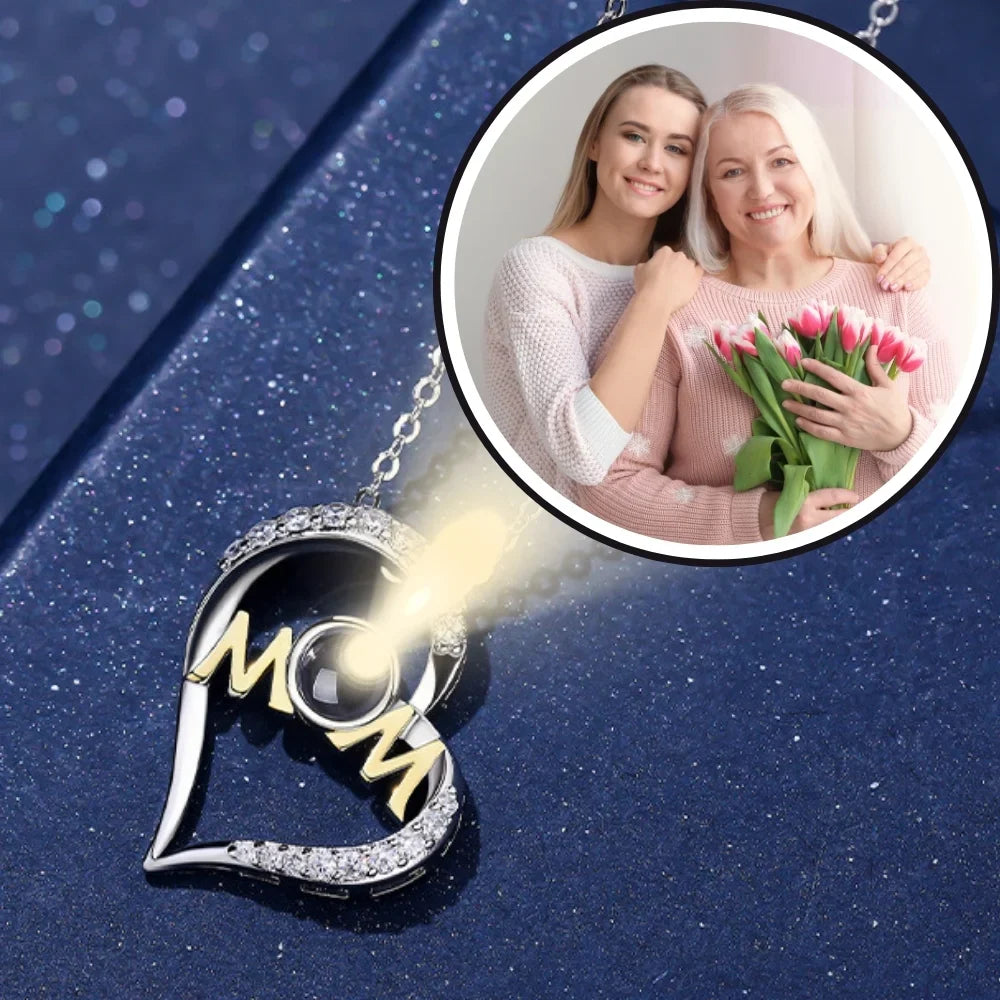 Personalised Mum Pendant Photo Necklace – Projection Necklace with Picture Inside