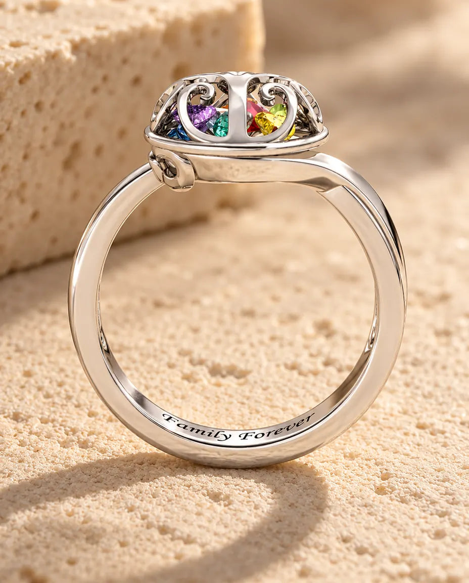 9 Birthstone Tree of Life Ring for Mom - inside engraving