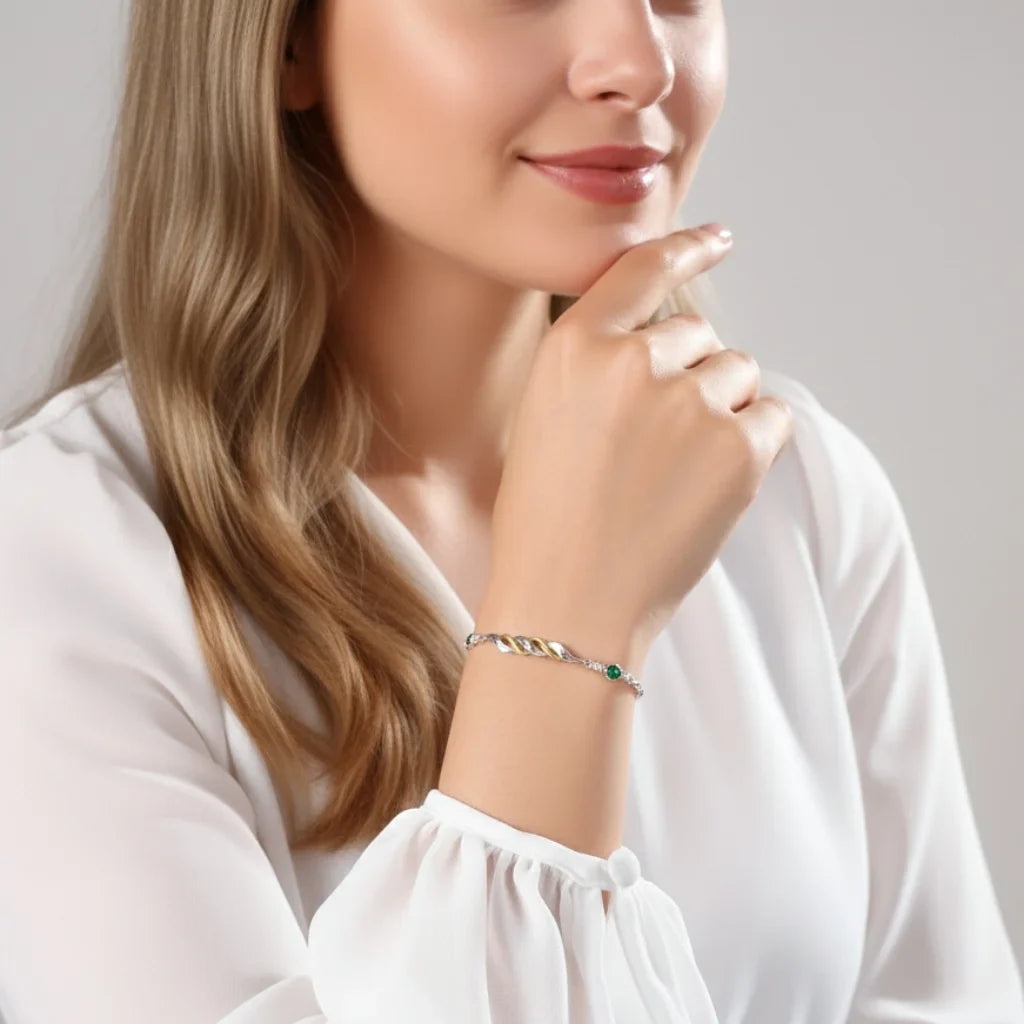Personalized Engraved Mum's Bracelet with 2-4 Heart Birthstones - A Custom Gift for Mother's Day or Birthday