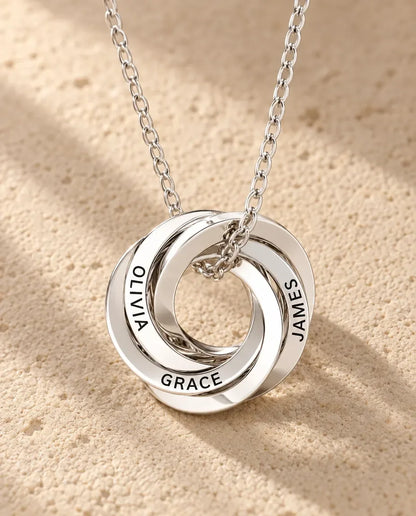 Russian Ring Necklace - close-up of the engravable bar