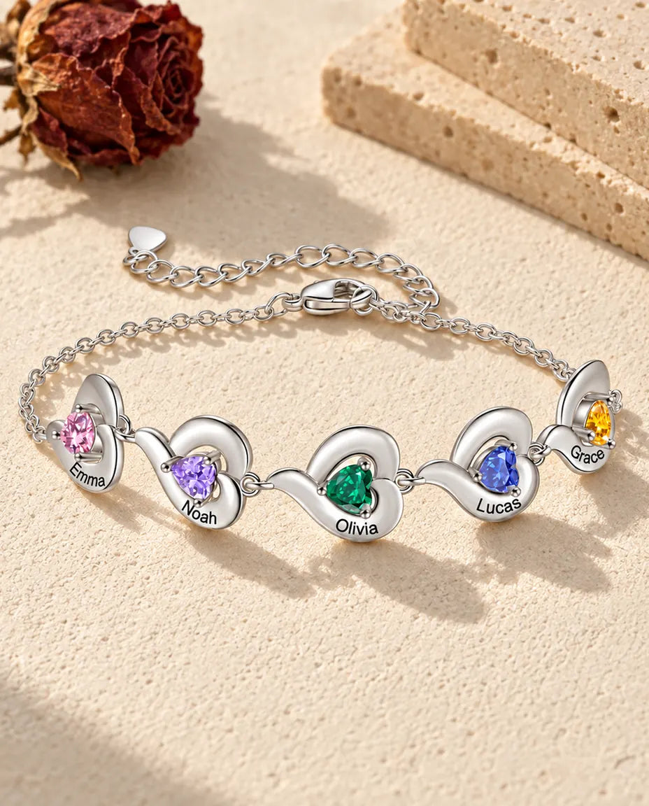 Personalized Birthstone Bracelet - front view