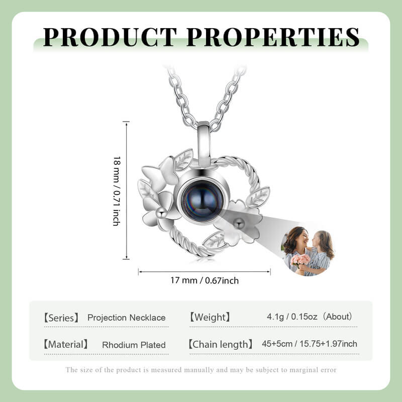 Necklace with Picture Inside, Customized Photo Projection Necklace, Heart Shaped Personalized Projection Jewelry