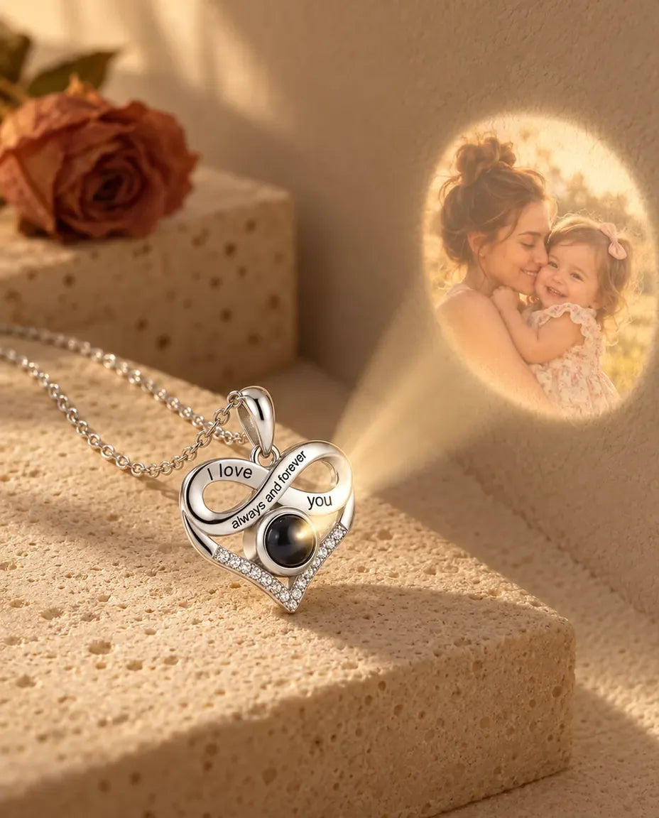Photo Projection Necklace with Picture Inside - projecting the hidden photo onto a wall