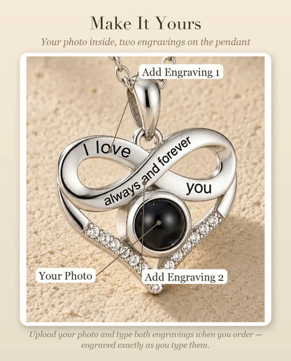 Photo Projection Necklace with Picture Inside - personalization guide: photo upload and engraving