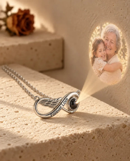Photo Projection Necklace with Picture Inside - projecting the hidden photo onto a wall