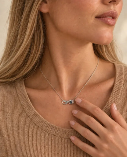 Photo Projection Necklace with Picture Inside - worn on a model