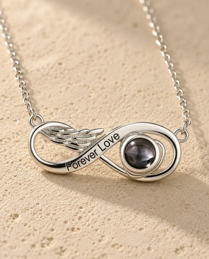 Photo Projection Necklace with Picture Inside - close-up of the engraved projection pendant
