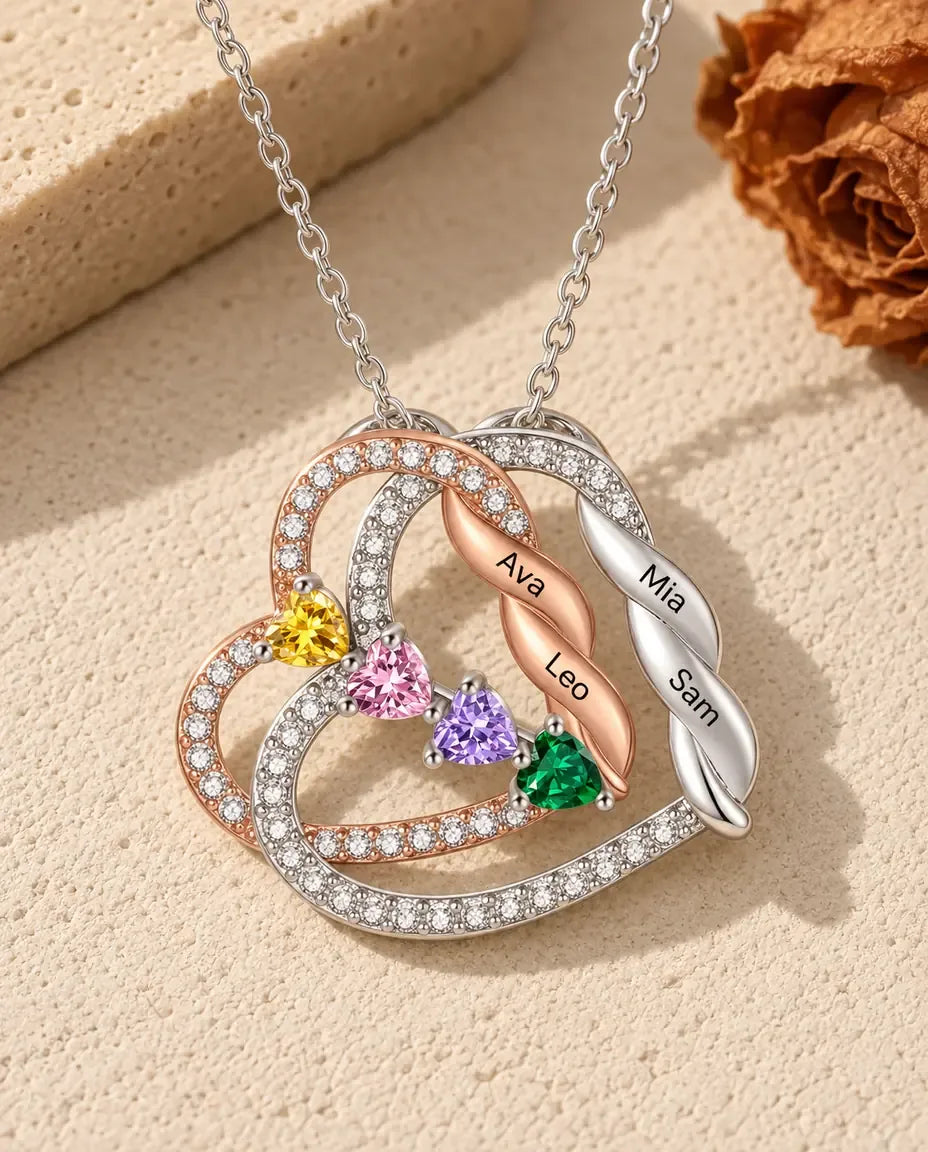 Personalized Birthstone Necklace - laid flat