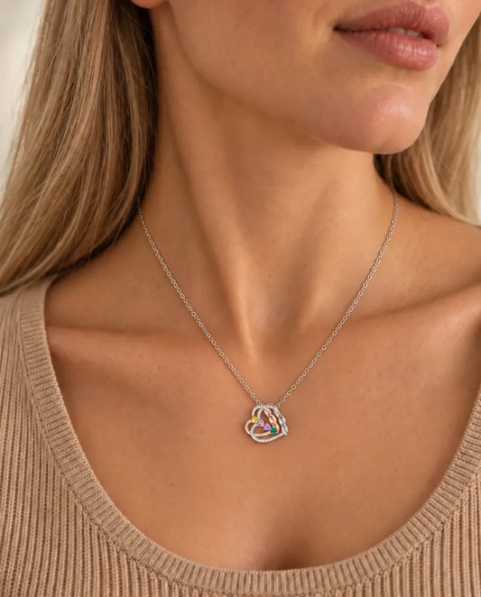 Personalized Birthstone Necklace - worn on a model