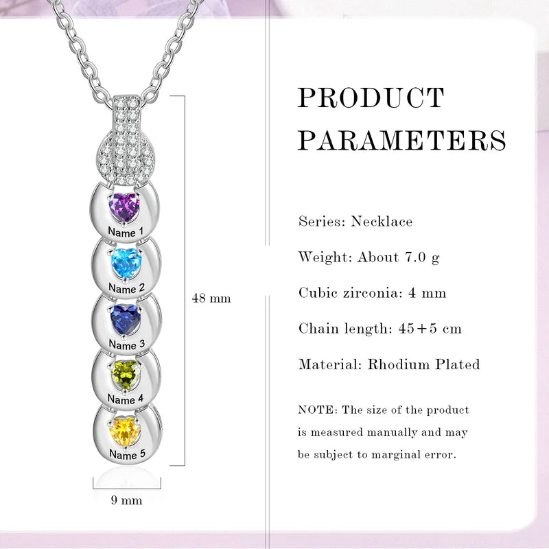 Personalized Necklace with Birthstone, Personalized Mom Necklace with Children's Names, Name Engraved Necklace for Mother's Day