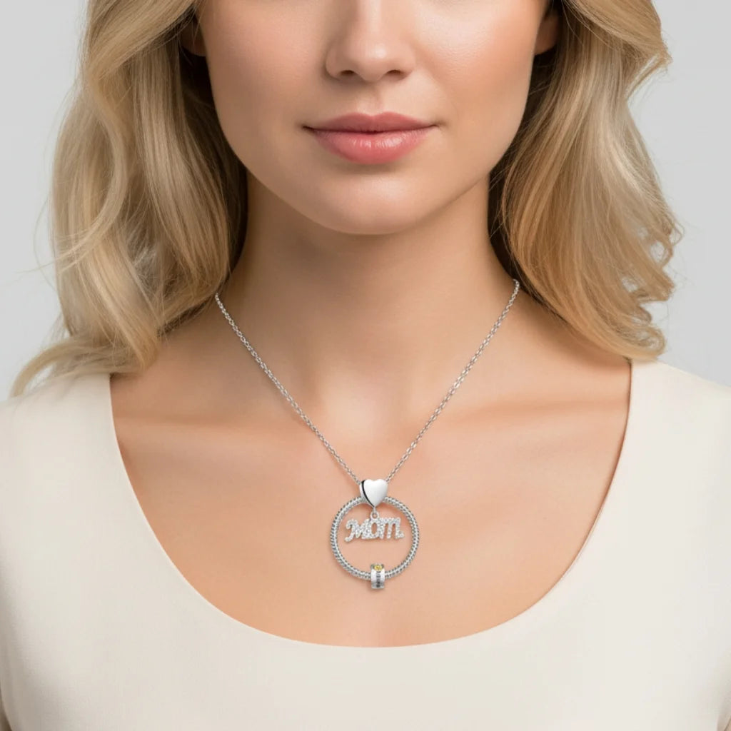 Personalized Mother's Love Name & Birthstone Bead Necklace - Gold, Rose Gold, or Silver