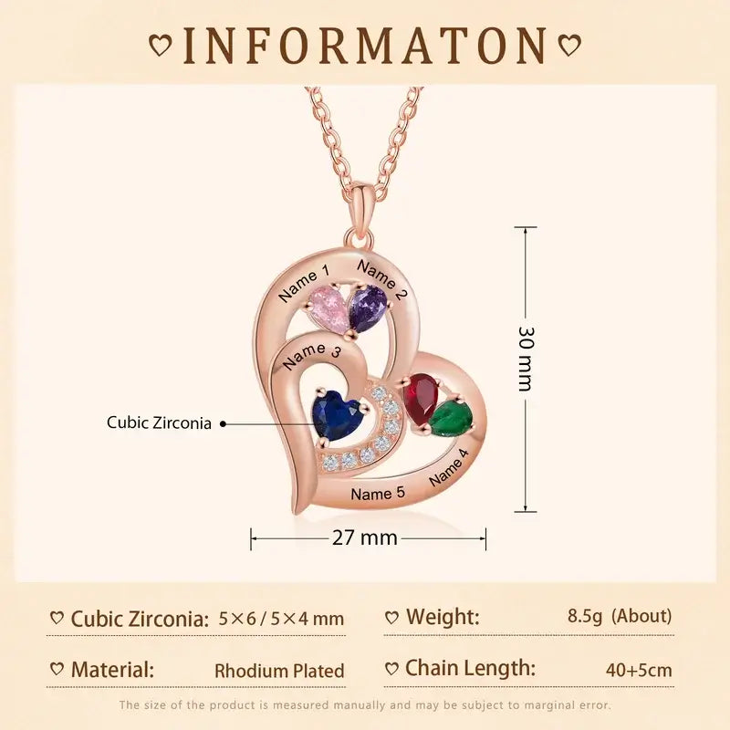 Birthstone Necklace for Mom, Custom Birthstone Jewelry, Personalized Mother's Necklace with Children's Birthstone and Names