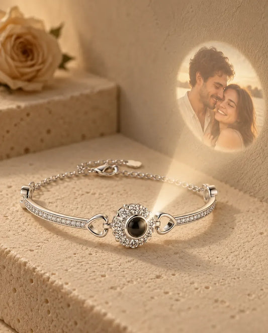Photo Projection Bracelet with Picture Inside - projecting the hidden photo onto a wall