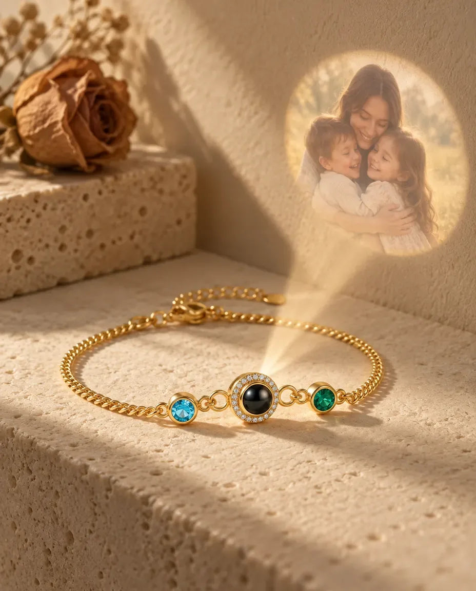 Photo Projection Bracelet with Picture Inside - projecting the hidden photo onto a wall