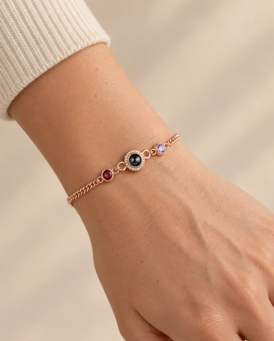 Photo Projection Bracelet with Picture Inside - worn on a model