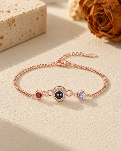 Photo Projection Bracelet with Picture Inside - in rose gold finish