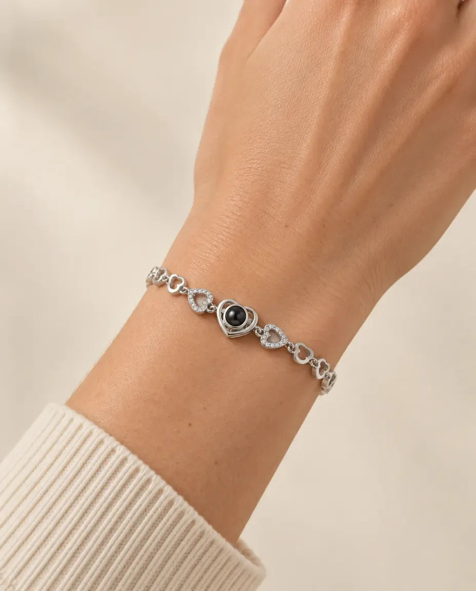Personalized Photo Projection Bracelet - worn on a model