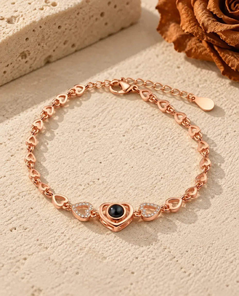 Personalized Photo Projection Bracelet - in rose gold finish