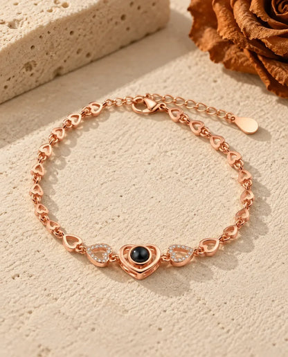 Personalized Photo Projection Bracelet - in rose gold finish
