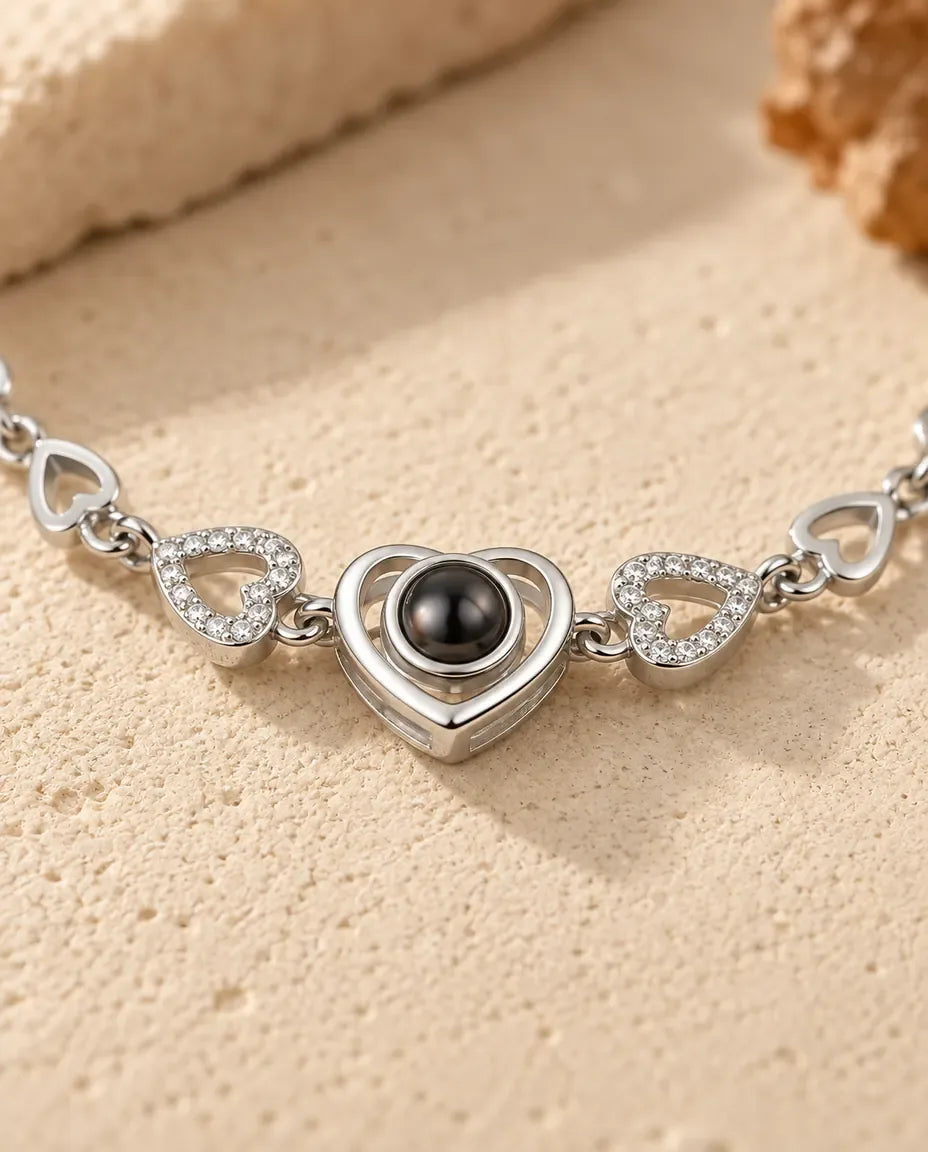 Personalized Photo Projection Bracelet - close-up of the projection charm