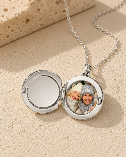 Personalized Photo Locket Necklace - open, showing the photo inside
