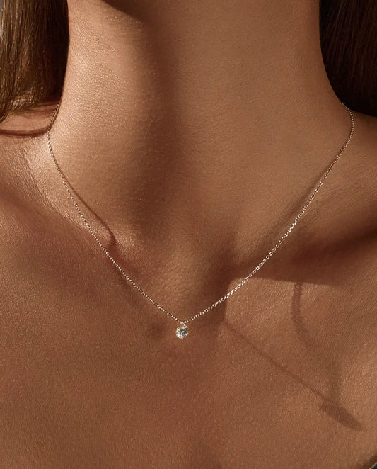 Dainty moissanite solitaire necklace 0.5ct D color VVS1 round pendant in 925 sterling silver