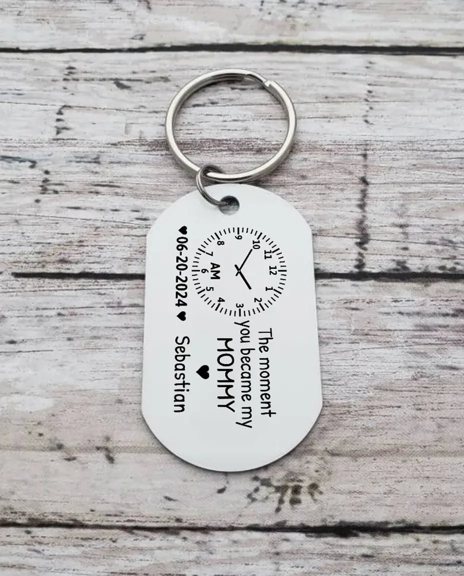Engraved Mommy version with clock, date and name on the back