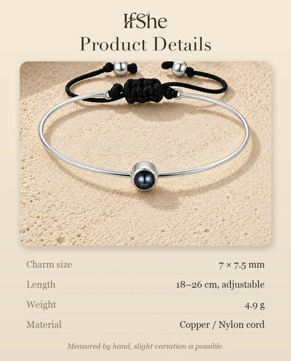 Personalized Photo Projection Bracelet with Picture Inside - size and material details
