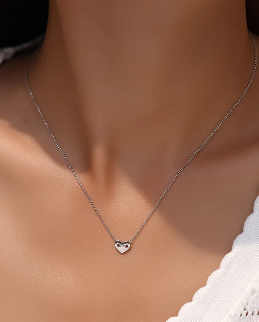 Heart Necklace in 925 Sterling Silver - worn on a model
