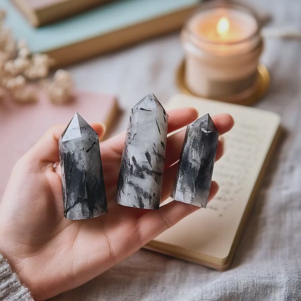 Black Rutilated Quartz Crystal Point - AAA Premium Quality