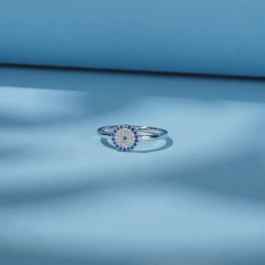 Turkish Evil Eye Ring in 925 Sterling Silver with Zircon – A Symbol of Protection