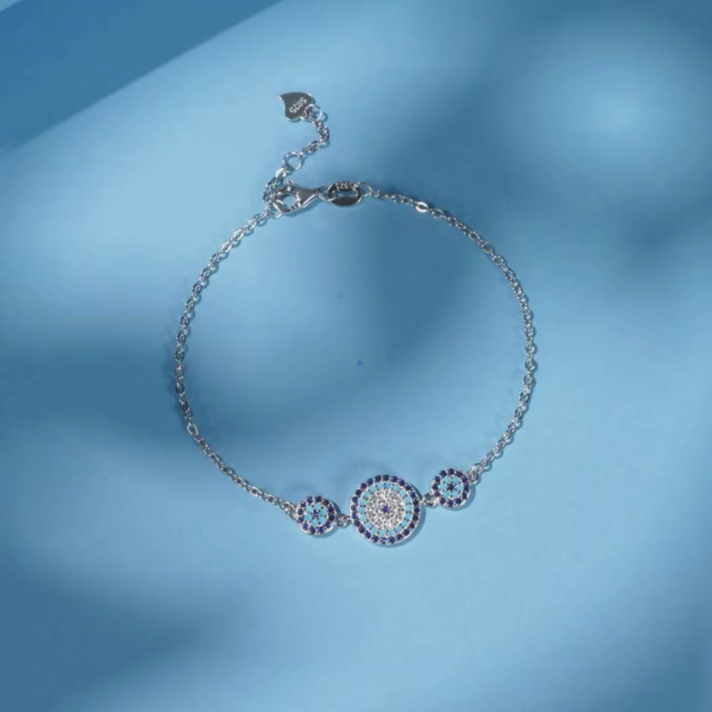 Evil Eye Bracelet - Lucky Eye Sterling Silver Charm Bracelet