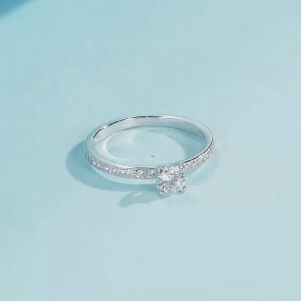 Square Cut Moissanite Engagement Ring in Sterling Silver - 0.30Ct