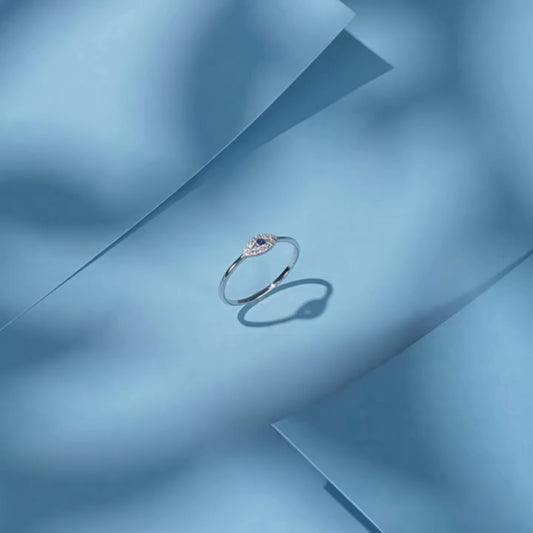 Evil Eye Ring 925 Sterling Silver - Turkish Eye Ring for Women
