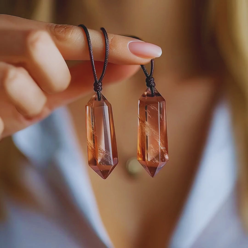Smoky Quartz Double Point Pendant Necklace - Healing Crystal Necklace