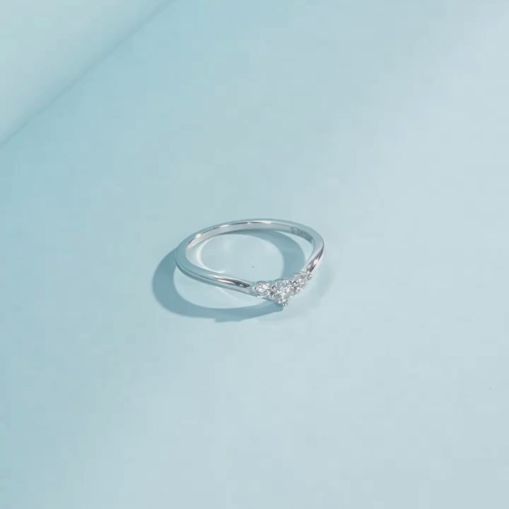 Three Stone Moissanite Engagement Ring - Sparkling Simple Thin Wedding Ring For Women - 925 Sterling Silver