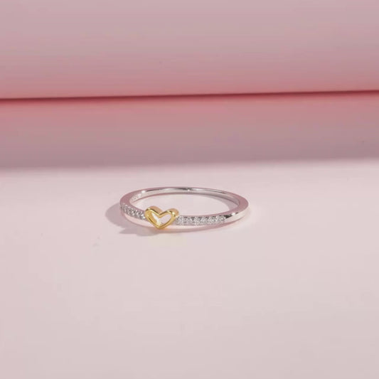 Heart and Infinity Sterling Silver Ring with Zircon for Women, Romantic Gift for Her