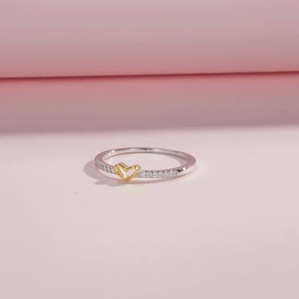 Heart and Infinity Sterling Silver Ring with Zircon for Women, Romantic Gift for Her