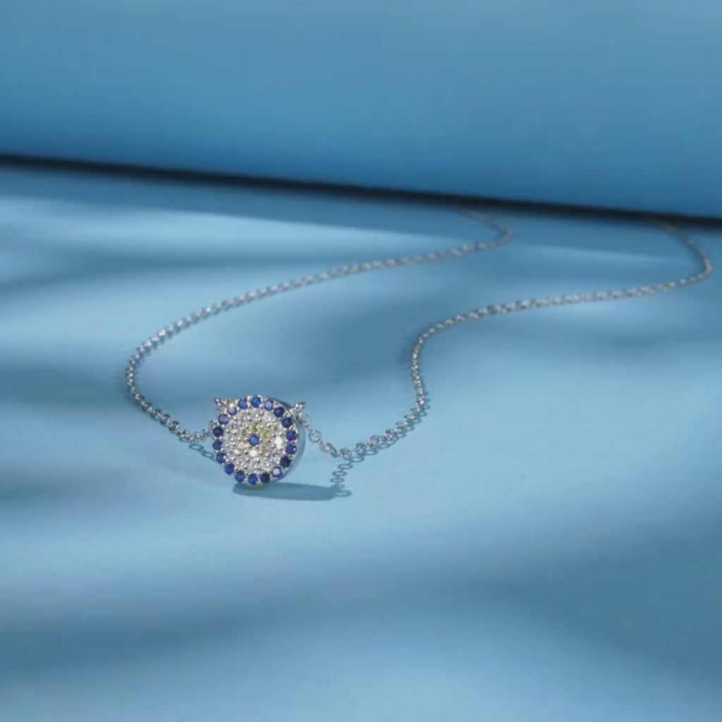 Sterling Silver Evil Eye Necklace for Her - Women’s Turkish Blue Eye